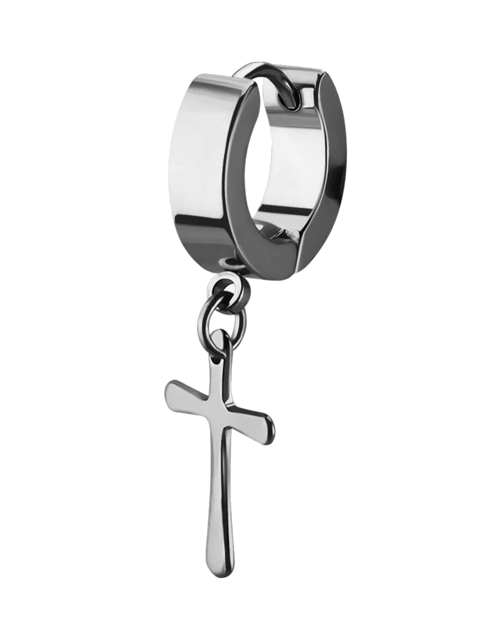 Lau Fashion 1 Stück Creole Kreuz Anhänger Unisex Helix Huggie Gothic Clips Ø 29mm