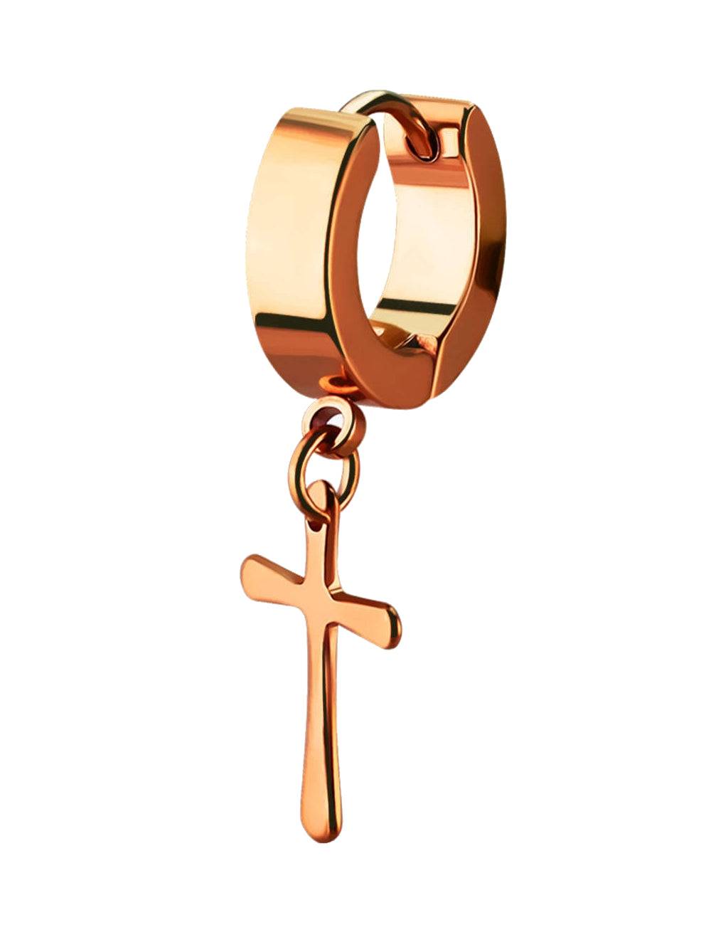 Lau Fashion 1 Stück Creole Kreuz Anhänger Unisex Helix Huggie Gothic Clips Ø 29mm