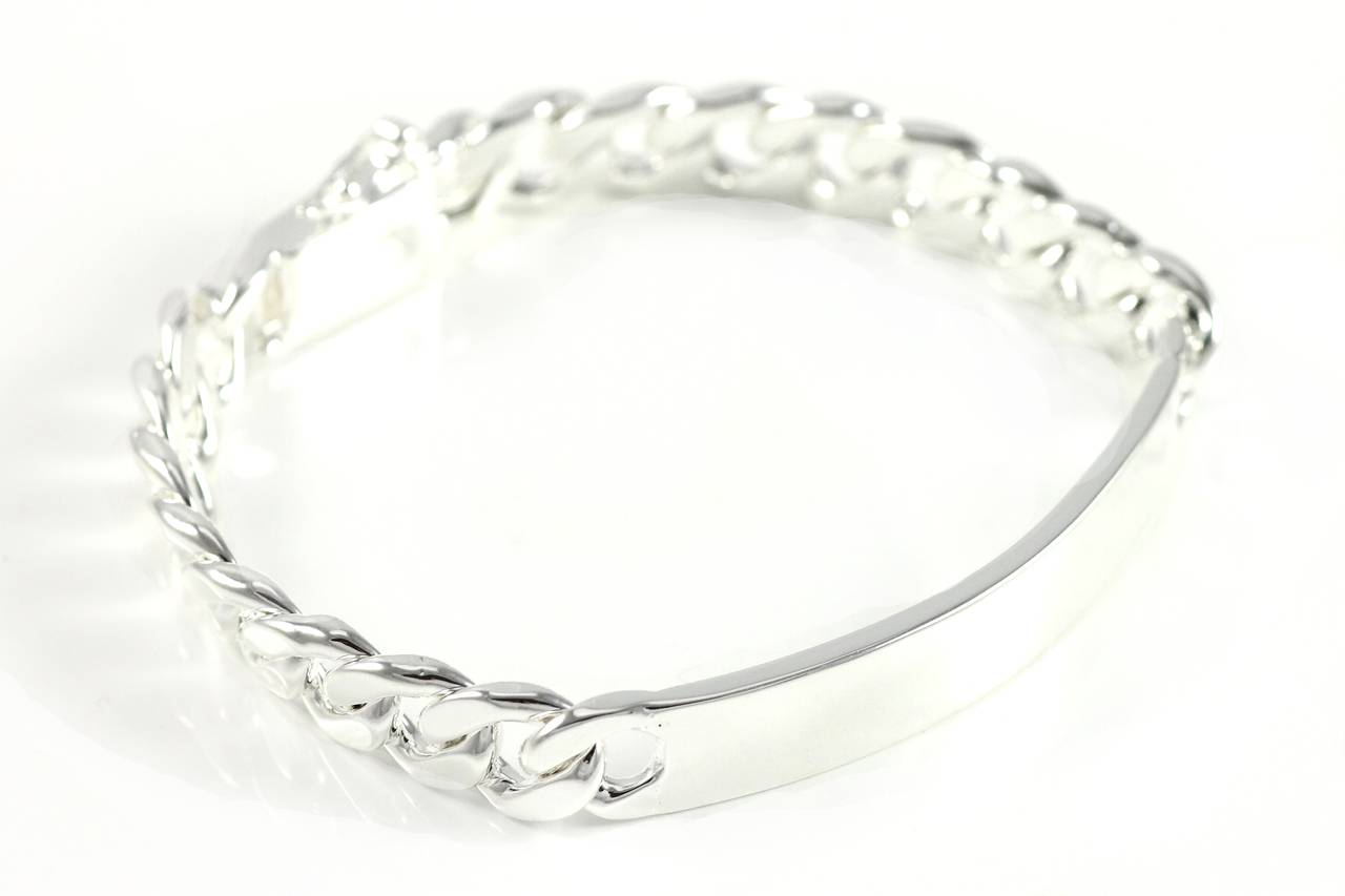 Lau Fashion 10mm Panzerketten Armband Geflochten Geschenk Gravur Silber Ø 60mm