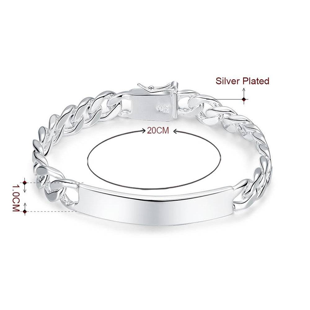 Lau Fashion 10mm Panzerketten Armband Geflochten Geschenk Gravur Silber Ø 60mm