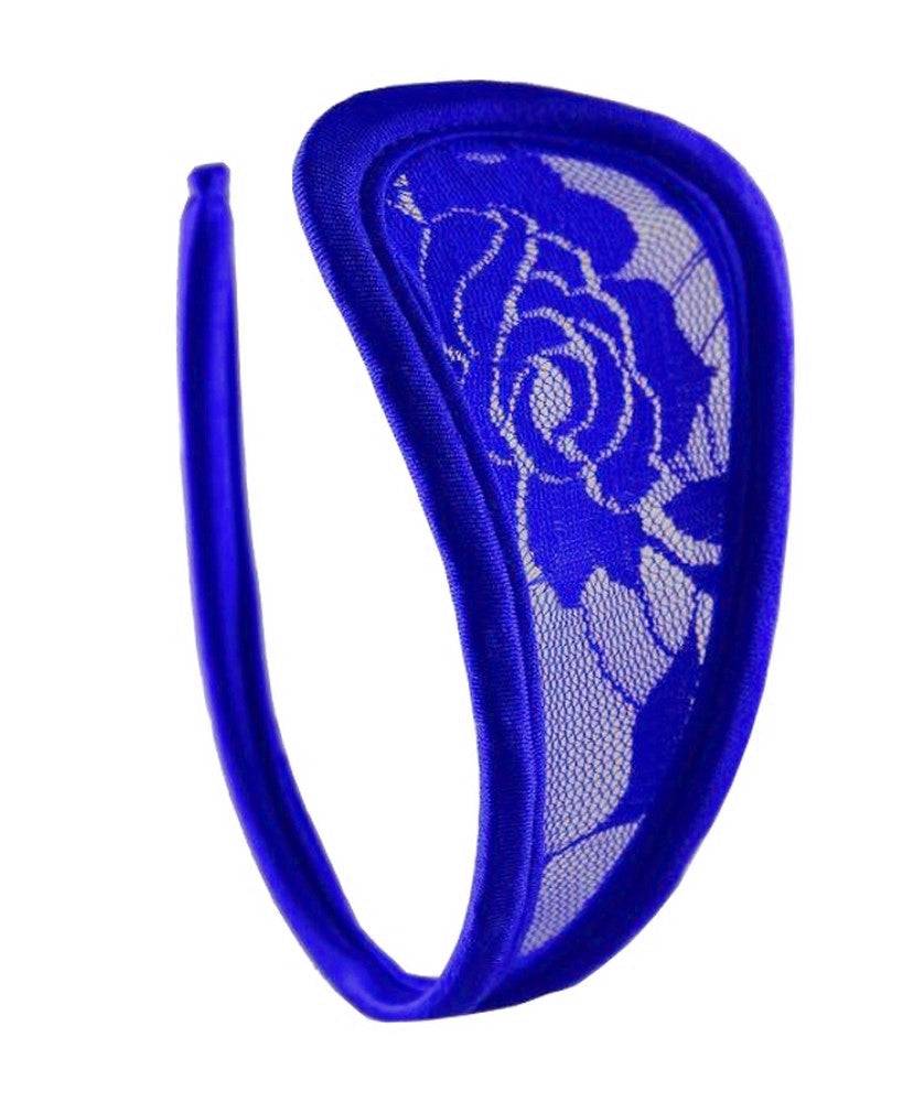 Lau Fashion 2er Set C-String Spitze Damen Slip Mini Bikini Schwarz Blau Unterhose Dessous S/M/L