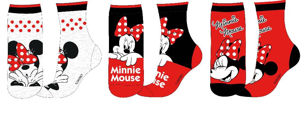 Lau Fashion 3er Pack Set Disney Minnie Maus Kinder Socken Strümpfe Söckchen Quarter 23-34