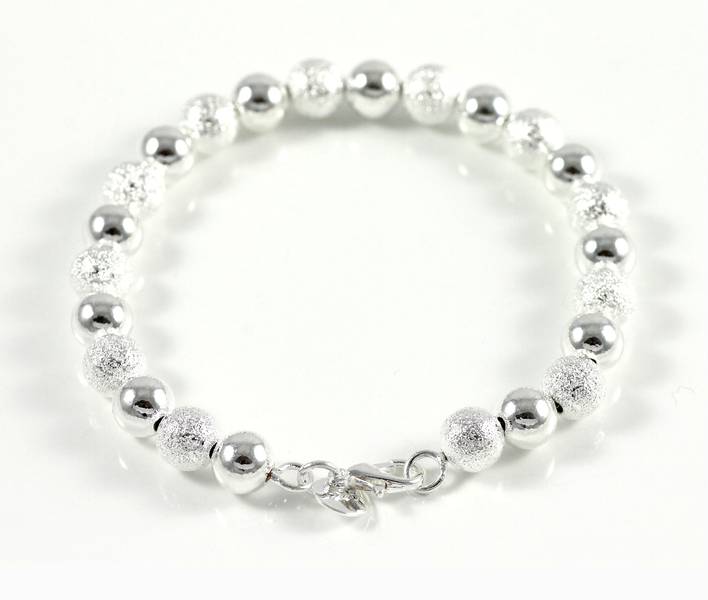 Lau Fashion 8mm Damen Perlen Armband Geschenk Strass Schmuck Armreif Versilbert Ø 60mm