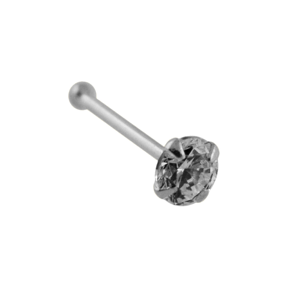 Lau Fashion 9 Karat 375 Gold Silber Nasen Piercing Stecker Rund Zirkonia Ø 2,5mm