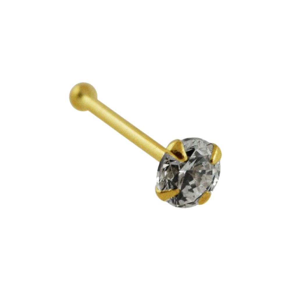 Lau Fashion 9 Karat 375 Gold Silber Nasen Piercing Stecker Rund Zirkonia Ø 2,5mm