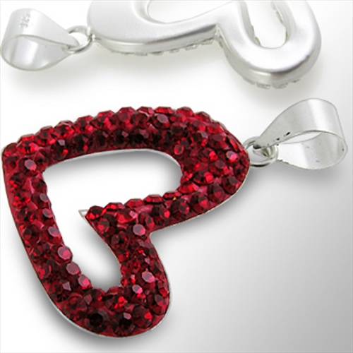 Lau Fashion 925 Sterling Silber 3D Herz Schwarz Anhänger Strass Zirkonia Kette Ø 23mm