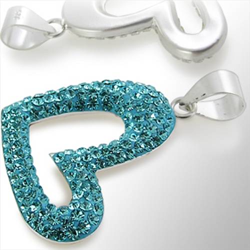 Lau Fashion 925 Sterling Silber 3D Herz Schwarz Anhänger Strass Zirkonia Kette Ø 23mm