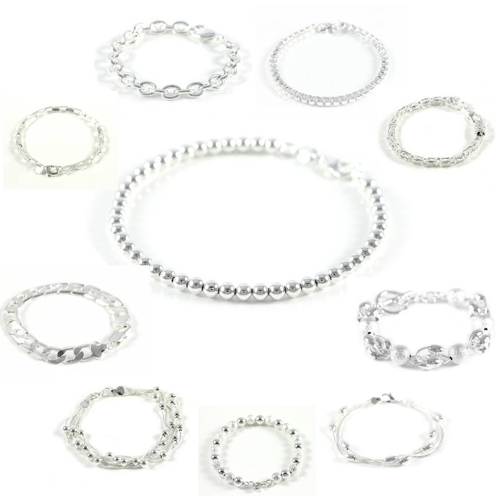 Lau Fashion Armband Armreifen Silber Modeschmuck 925 Silber Plattiert Panzer Kette 19cm