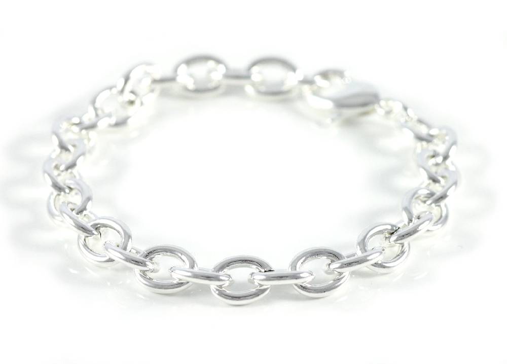 Lau Fashion Armband Armreifen Silber Modeschmuck 925 Silber Plattiert Panzer Kette 19cm