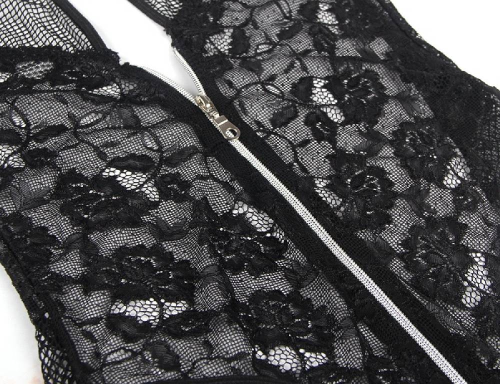 Lau Fashion Body Reißverschluss Teddy Unterwäsche Blumen Damen Dessous Reizwäsche S/M