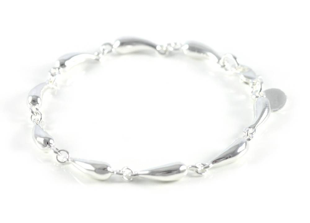 Lau Fashion Damen Armband Wasser Tropfen Silber Armreifen Modeschmuck Kette 6mm