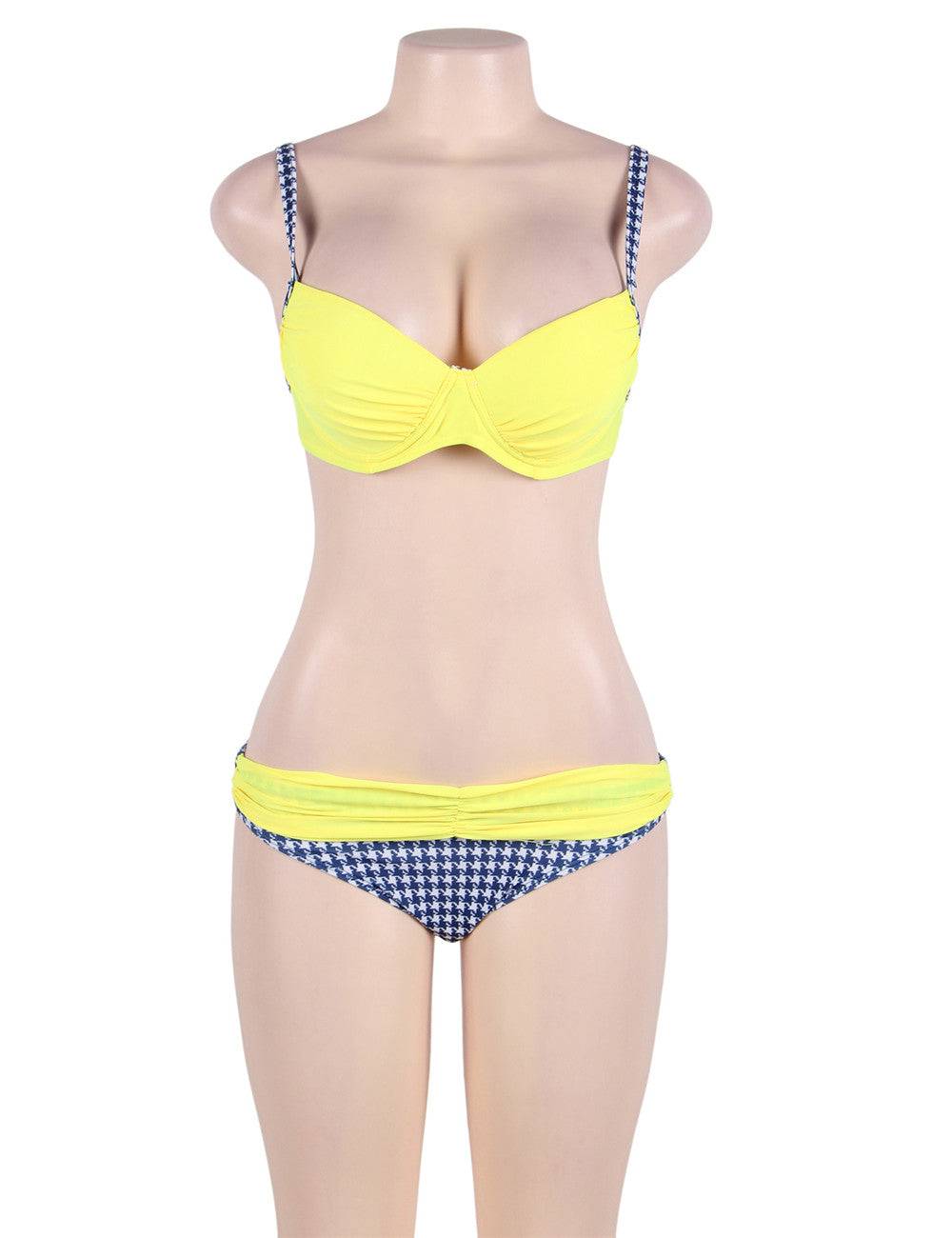 Lau Fashion Damen Fashion Bikini Set Mit Cups B/C Raffung Träger Strand Slip M/L