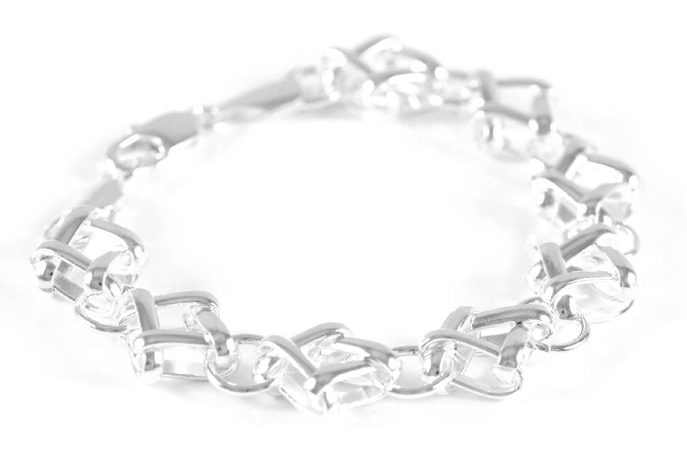 Lau Fashion Damen Silber Armband Armreifen Modeschmuck Neu Elemente Panzer Kette Ø 12mm