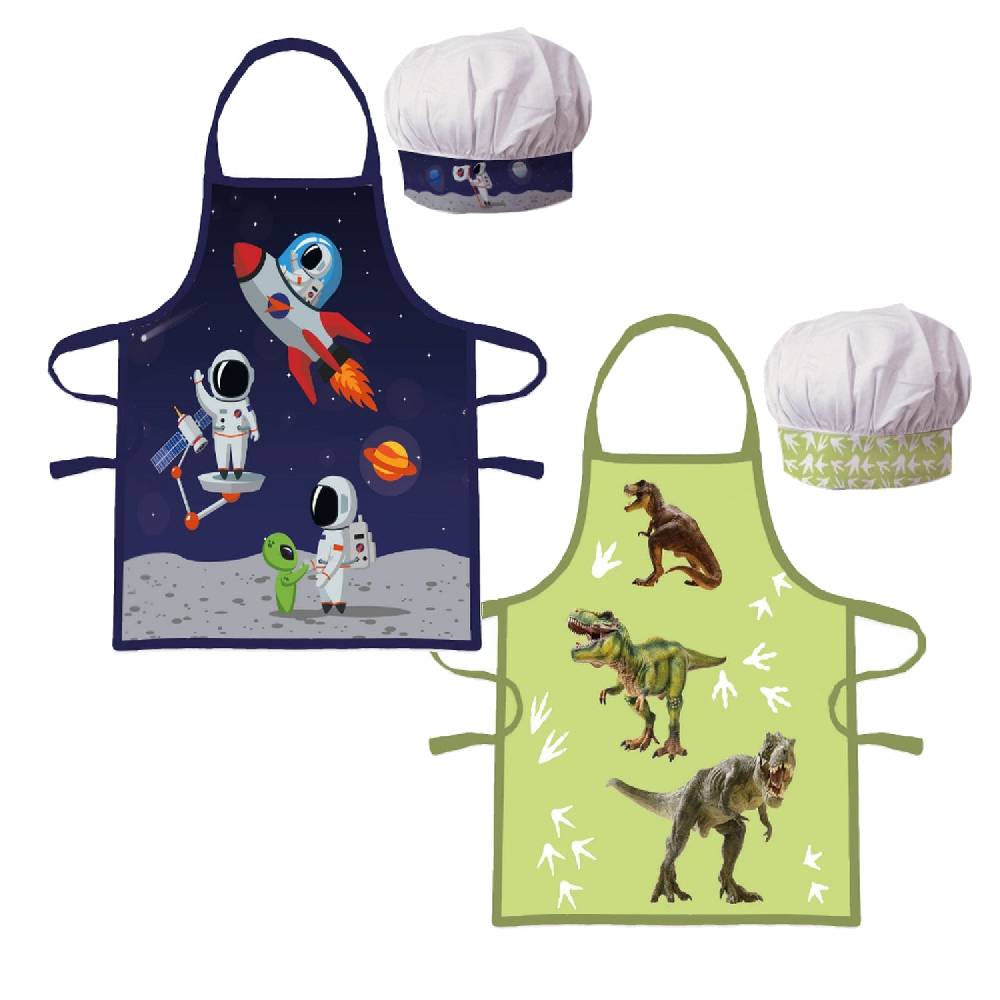 Lau Fashion Dinosaurier Kinder Kochschürze Jungen Kindergarten Rakete Schule Backset