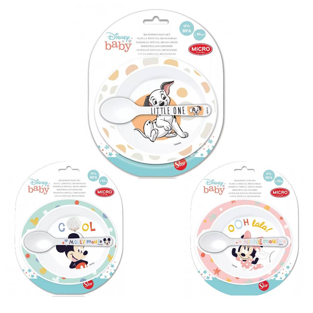 Lau Fashion Disney Tiefer Suppen Teller Set Mickey Baby Löffel Kindergarten Kids 2Tlg