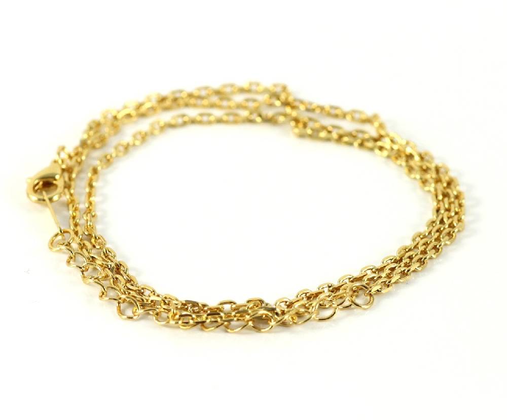 Lau Fashion Doppelankerkette Gold Halsketten Anhänger Schmuck Set Vergoldet Gelbgold Ø 2mm