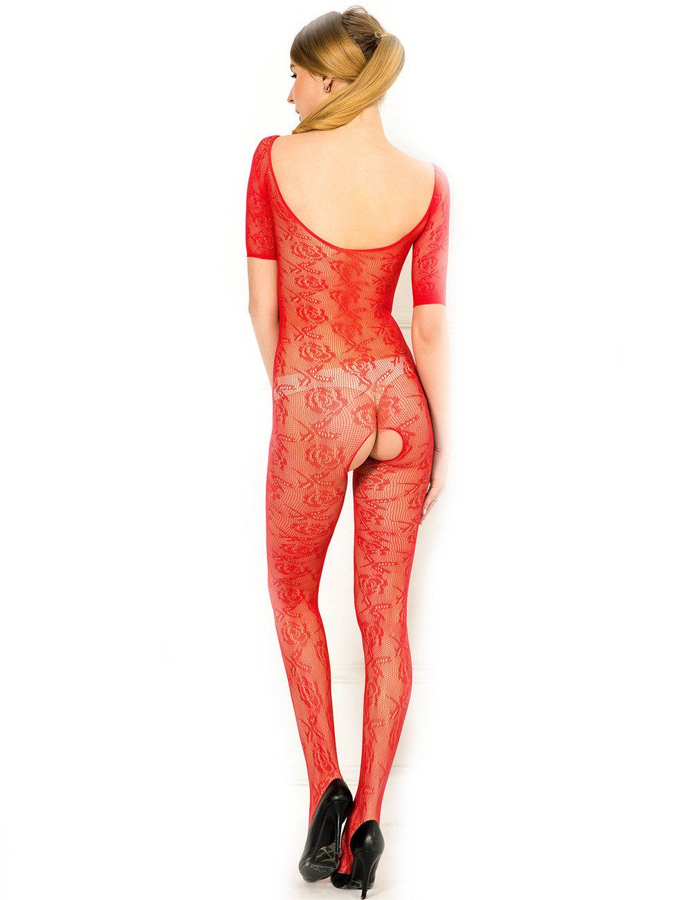 Lau Fashion Fashion Damen Nylon Catsuit Netz Overall Body Stocking Spitze Reizwäsche Gogo S/M/L