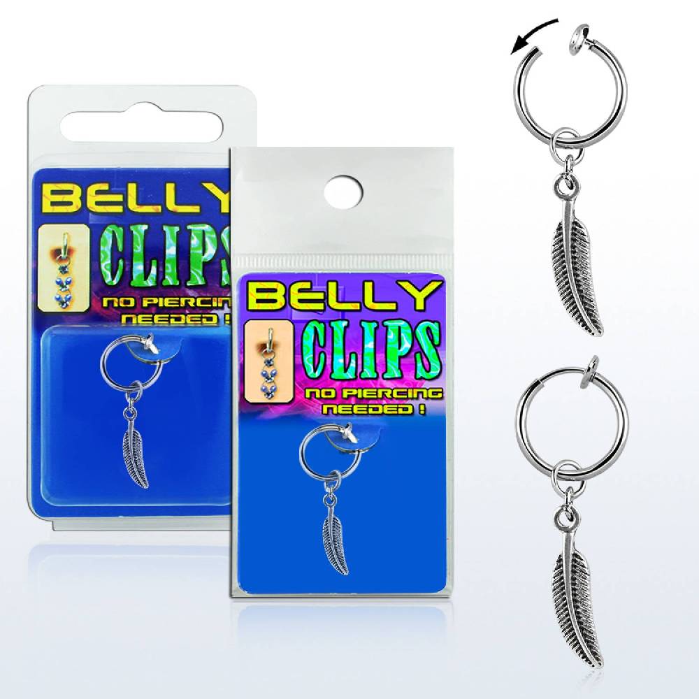 Lau Fashion Illusion Test Bauchnabelpiercing Feder Fake Clip Damen Klemme Silber Ring Ø 13mm