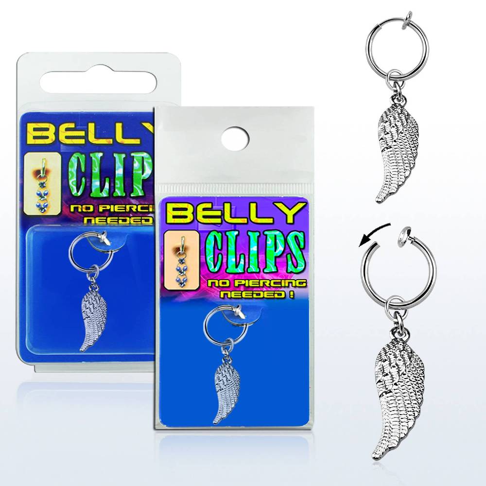 Lau Fashion Illusion Test Bauchnabelpiercing Flügel Fake Clip Damen Klemme Silber Ring Ø 13mm