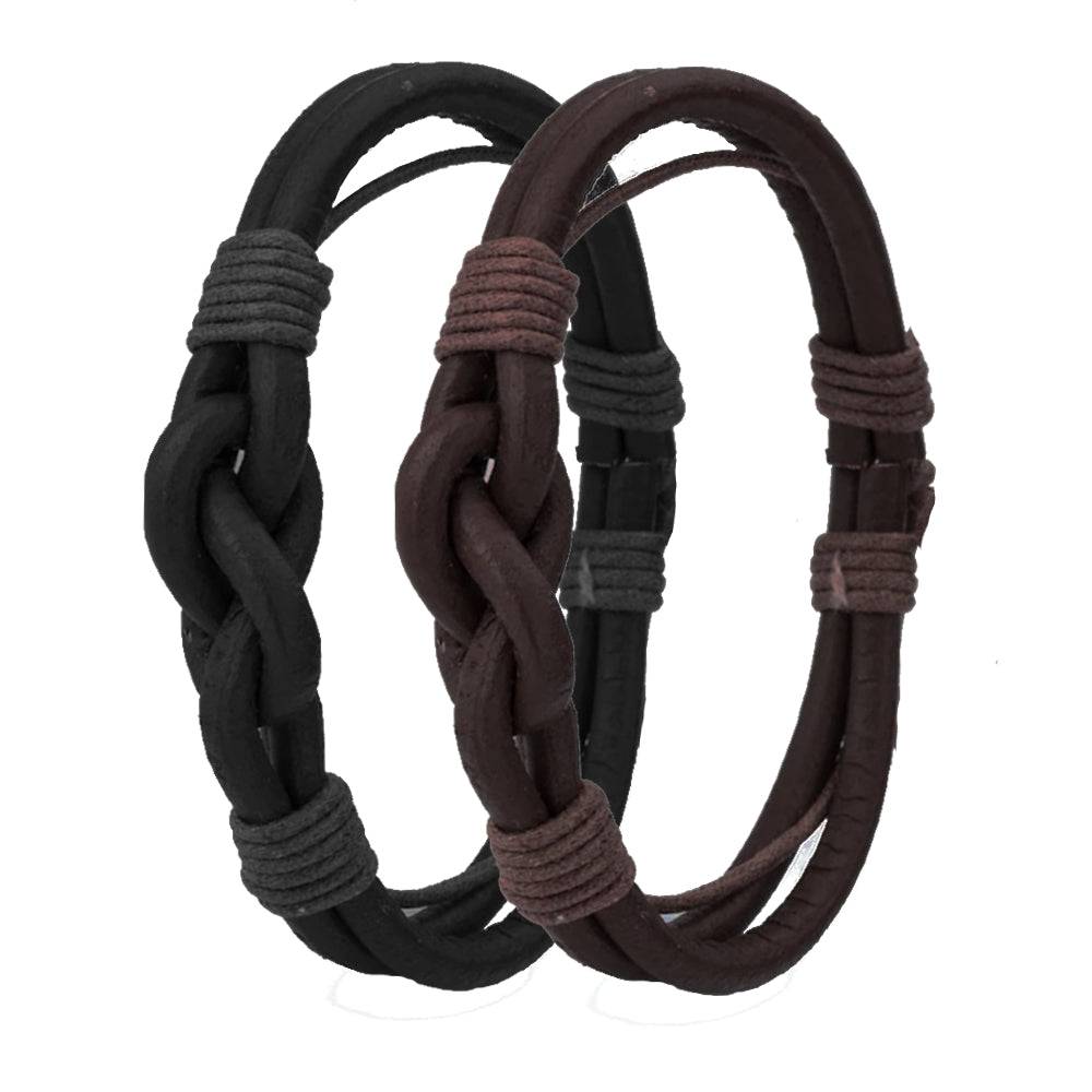 Lau Fashion Knoten Armband Echt Leder Geflochten Surfer Seemann Schmuck Unisex 20cm