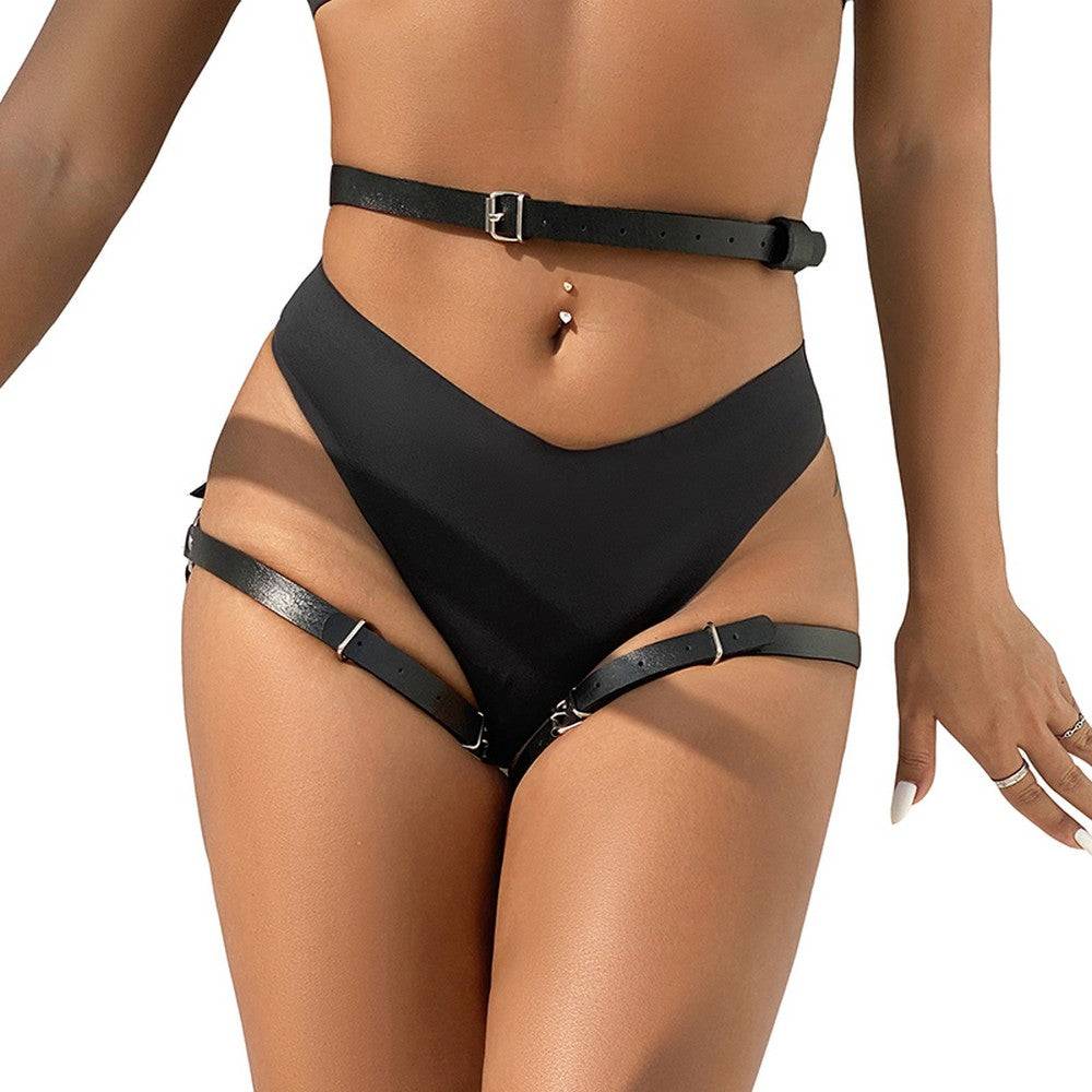 Lau Fashion Leder Harness Bondage SM Dessous BDSM Gothic Band Unterwäsche S/M/L