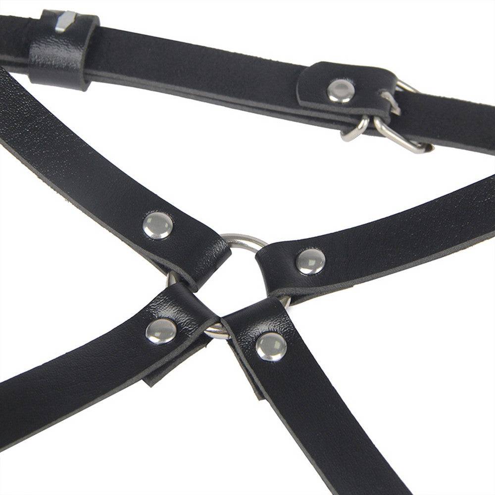 Lau Fashion Leder Harness Bondage SM Dessous BDSM Gothic Band Unterwäsche S/M/L
