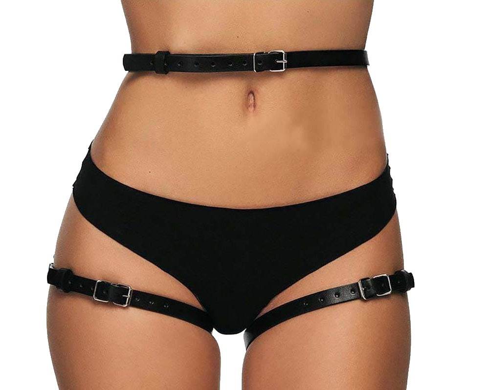 Lau Fashion Leder Strumpfband Harness Strapse Bondage SM BDSM Gothic Band Unterwäsche S/M/L