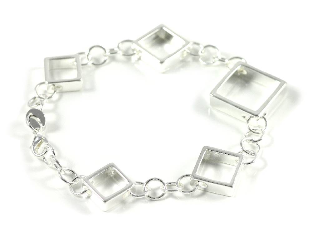 Lau Fashion Luxus Damen Armband Kette Schmuck Armreif Bettelarmband Versilbert Ø 60mm