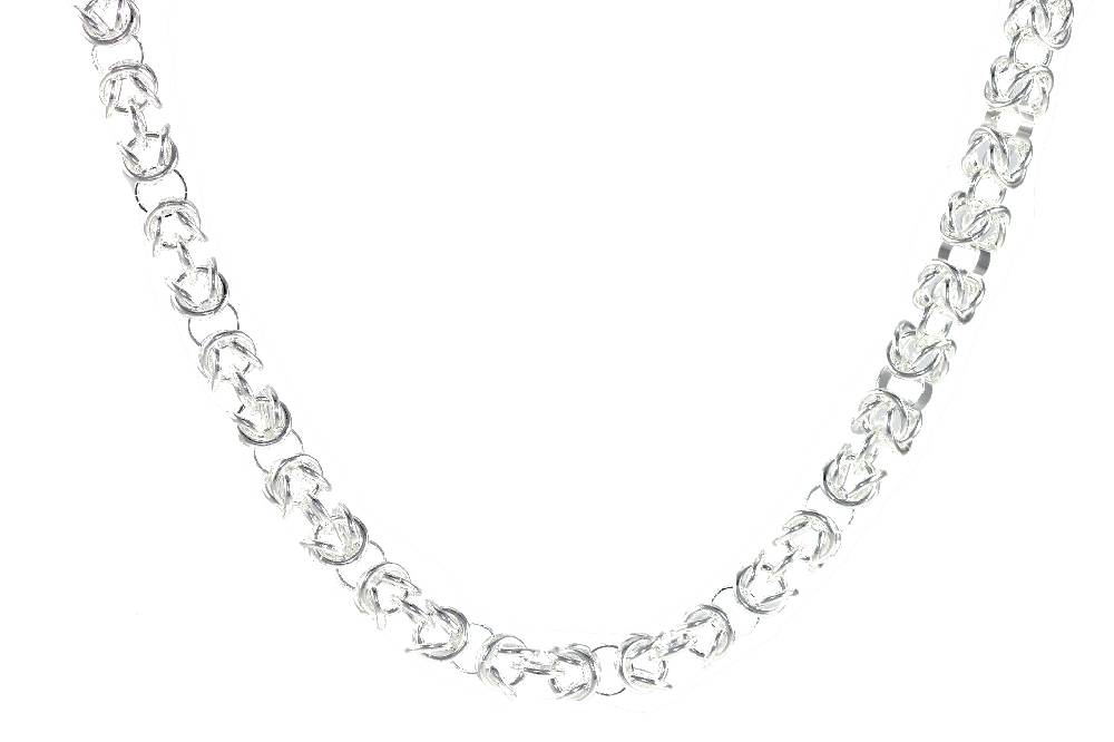 Lau Fashion Luxus Herren Königskette Panzer Halskette 50cm Versilbert Ø 7x7mm