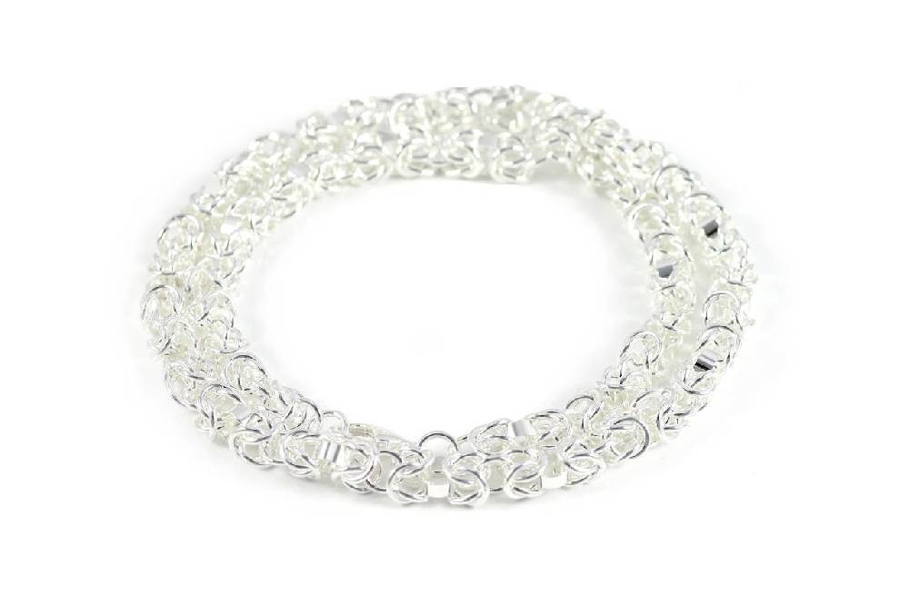 Lau Fashion Luxus Herren Königskette Panzer Halskette 50cm Versilbert Ø 7x7mm