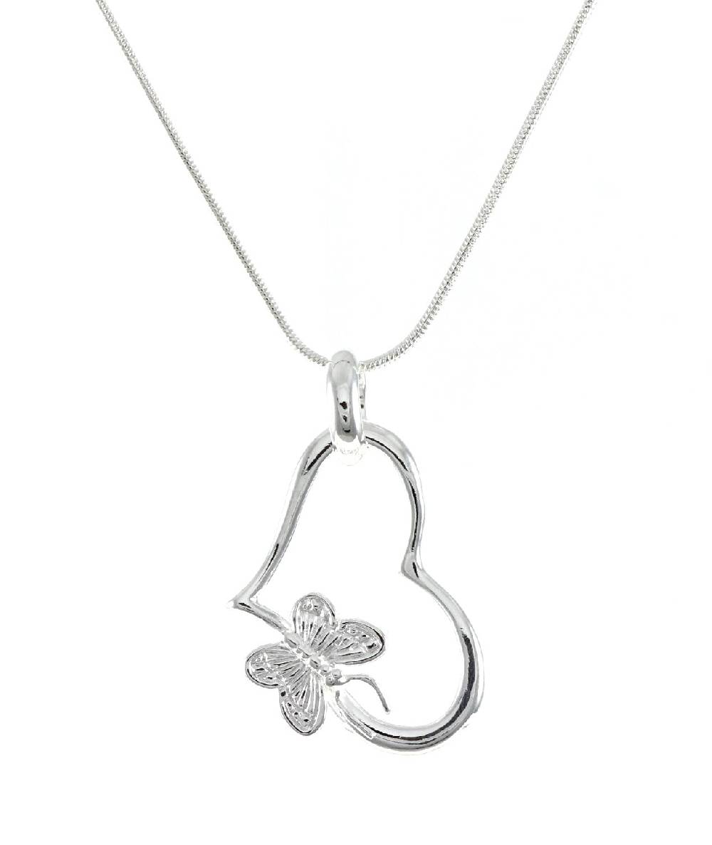 Lau Fashion Massive Halskette Herz + Fee Damen Geschenk Silber Anhänger Ø 31mm