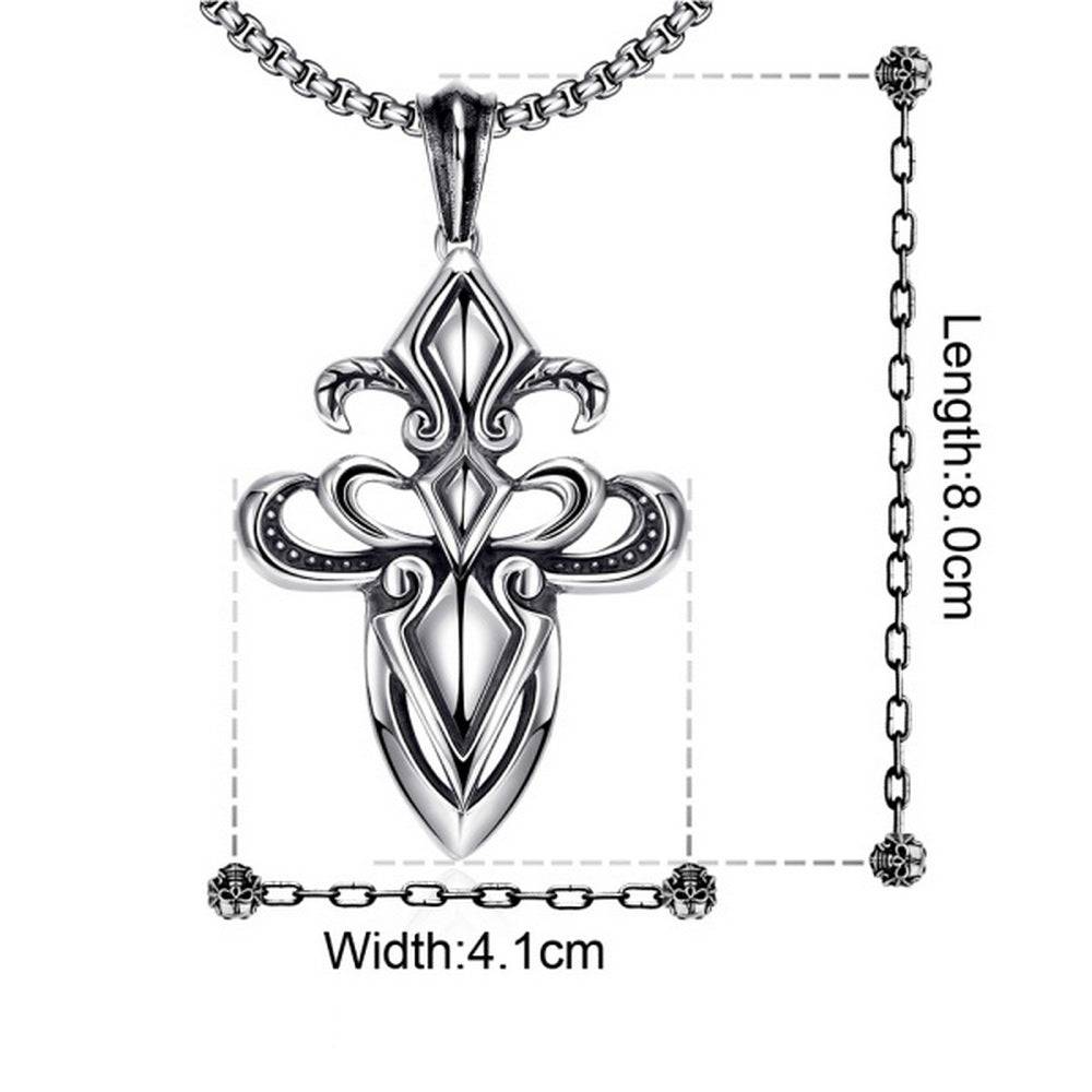 Lau Fashion Massive Herren Skull Edelstahl Halskette Mit Lilienkreuz Schmuck Ø 80mm