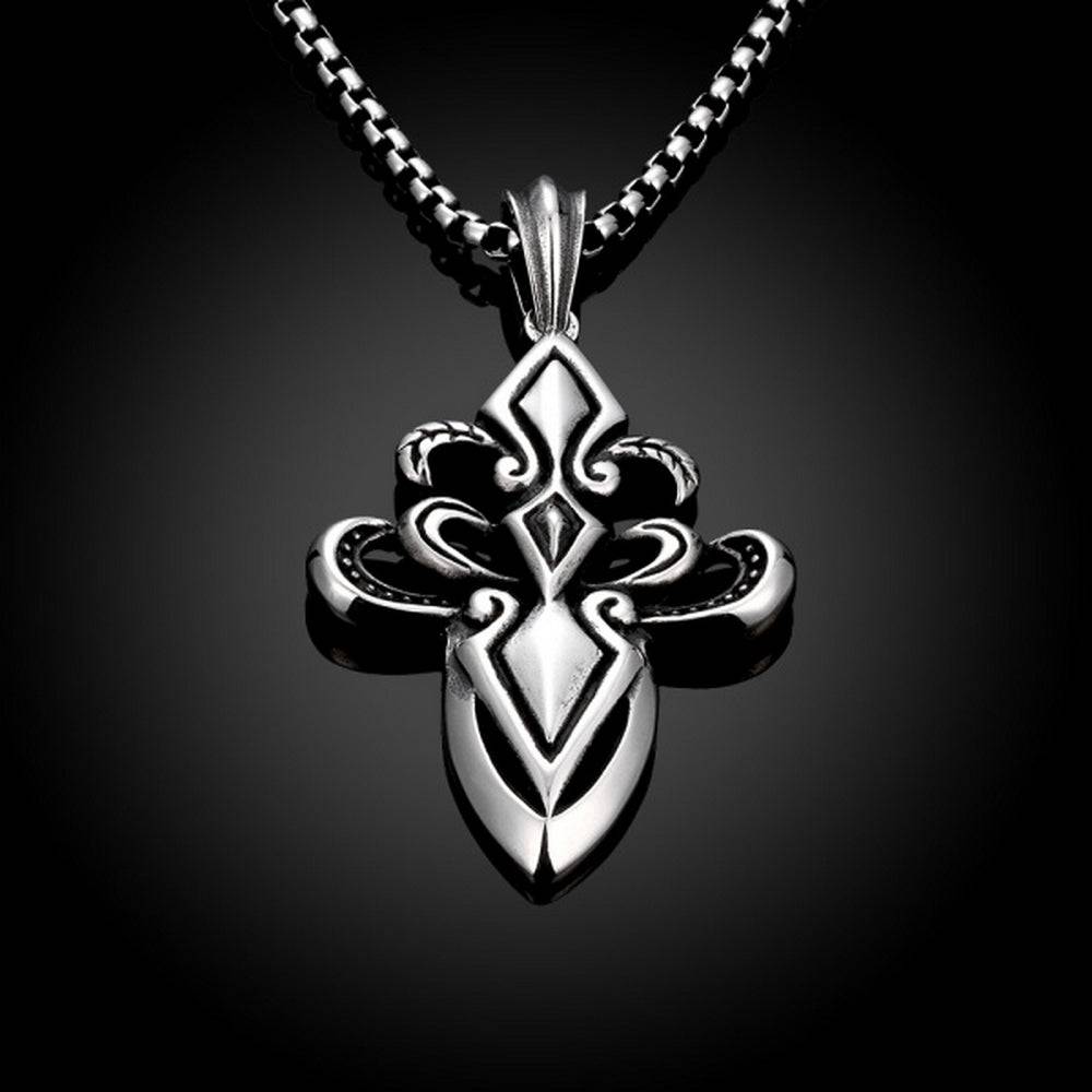 Lau Fashion Massive Herren Skull Edelstahl Halskette Mit Lilienkreuz Schmuck Ø 80mm