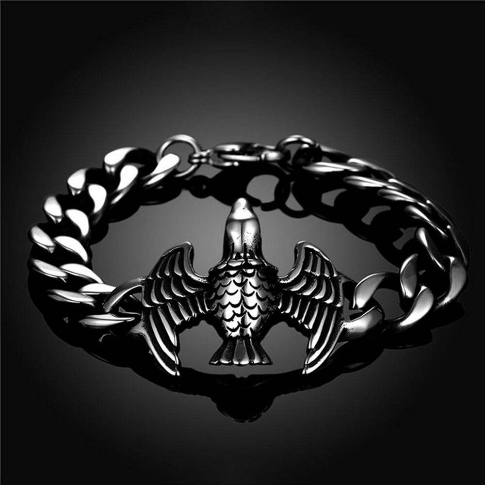 Lau Fashion Massives Edelstahl Herren Armband Adler Skull Biker Panzerkette 22cm