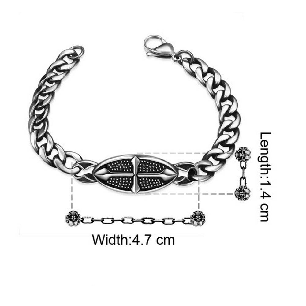 Lau Fashion Massives Edelstahl Herren Armband Ritter Kreuz Biker Panzerkette 22cm