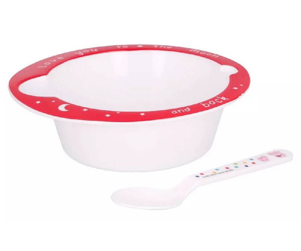 Lau Fashion Peppa Pig Wutz Tiefer Suppen Teller Set Baby Löffel Kindergarten Kids 2Tlg