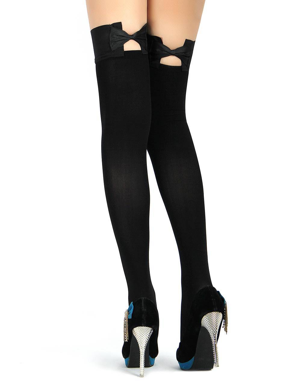 Lau Fashion Sexy Stockings Strapse Strümpfe Mit Fuß Fliege Halterlos Nylon Schwarz M-XL