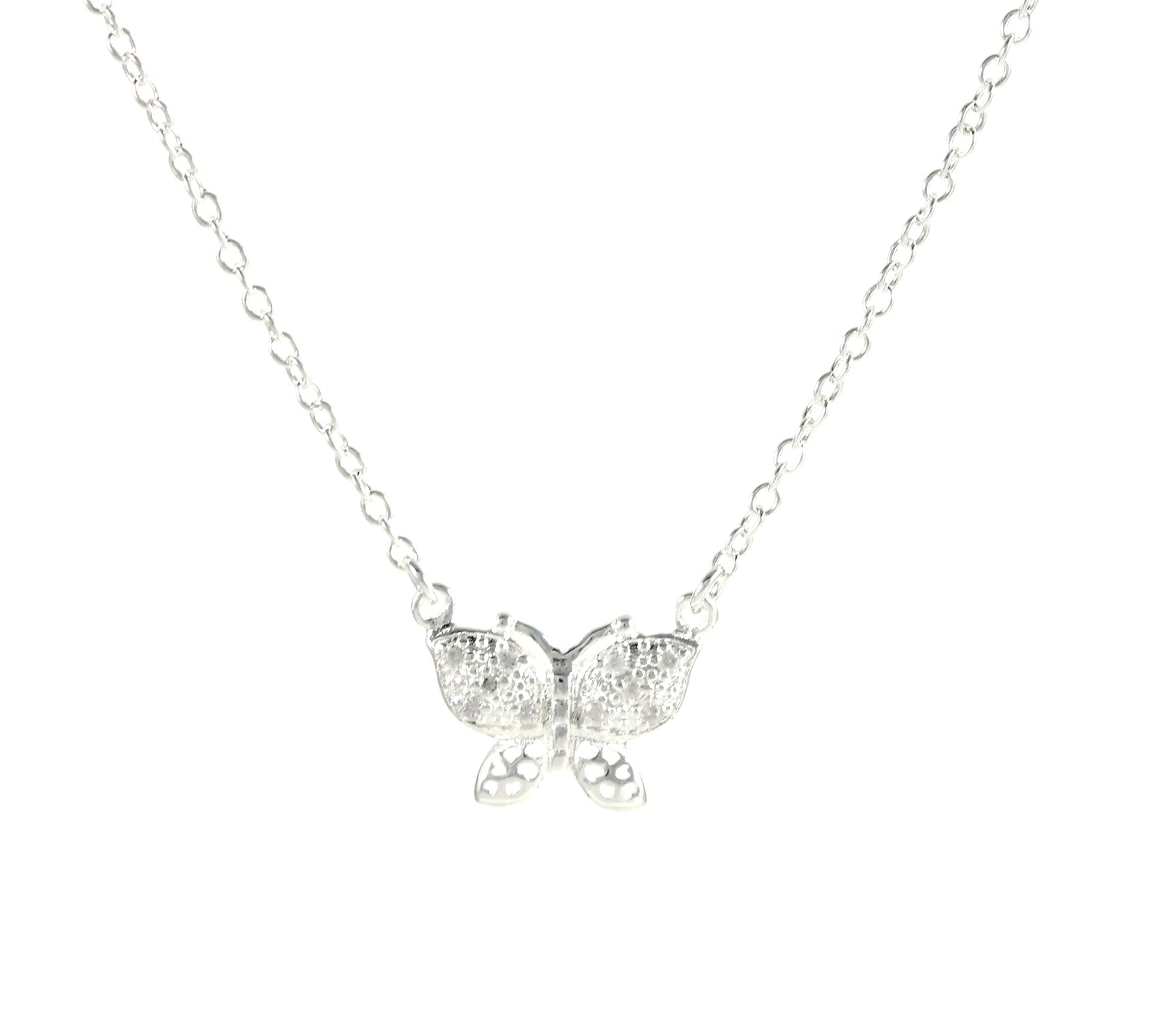 Lau Fashion Silber Damen Halskette Collier Schmetterling Anhänger Geschenkideen Ø 20mm