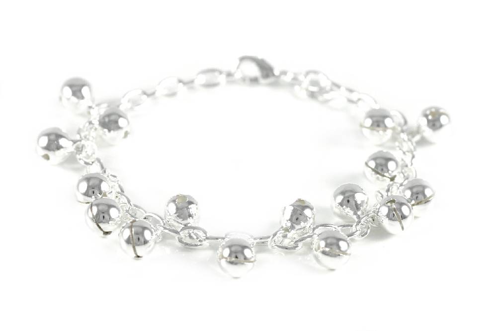 Lau Fashion Silber Perlen Glöckchen Damen Armband Armreifen Schmuck Geschenkidee Ø 13mm