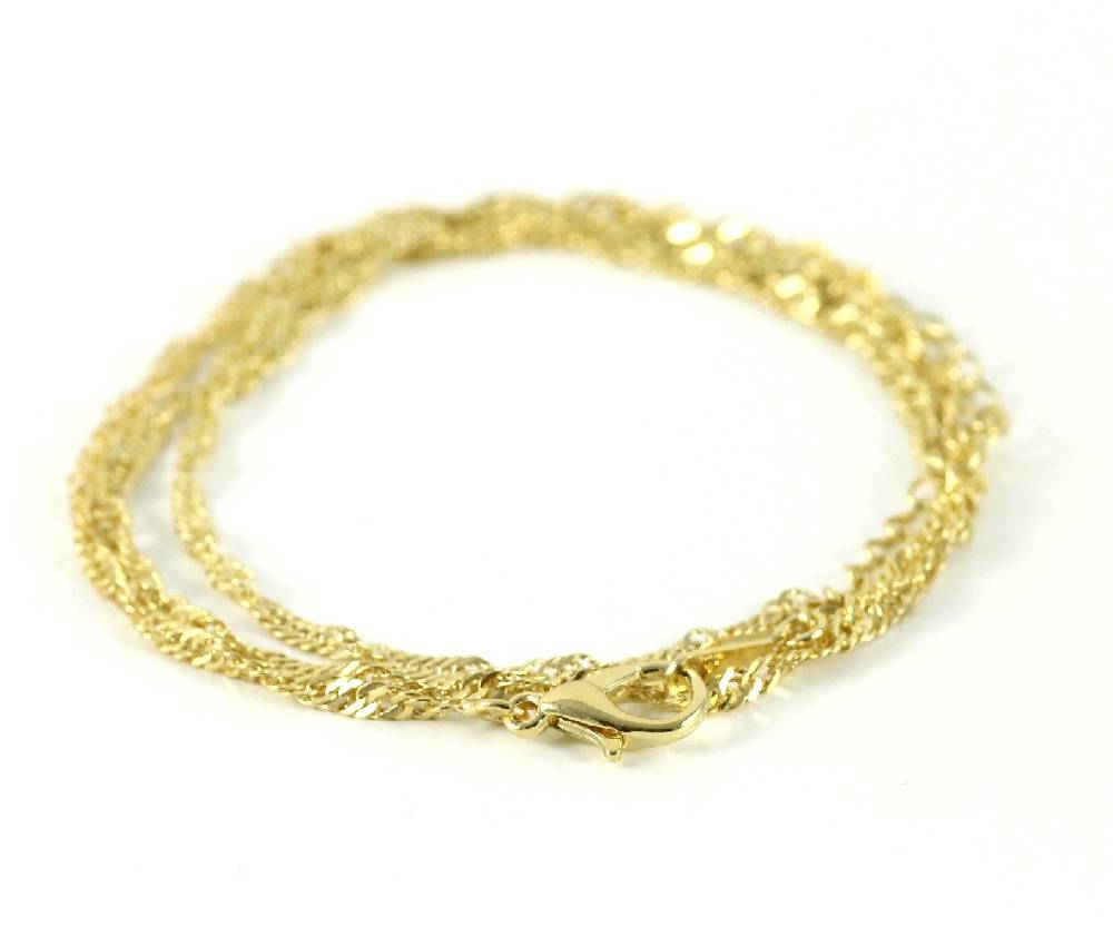 Lau Fashion Singapurkette Gold Halsketten Anhänger Schmuck Set Vergoldet Gelbgold Ø 2mm