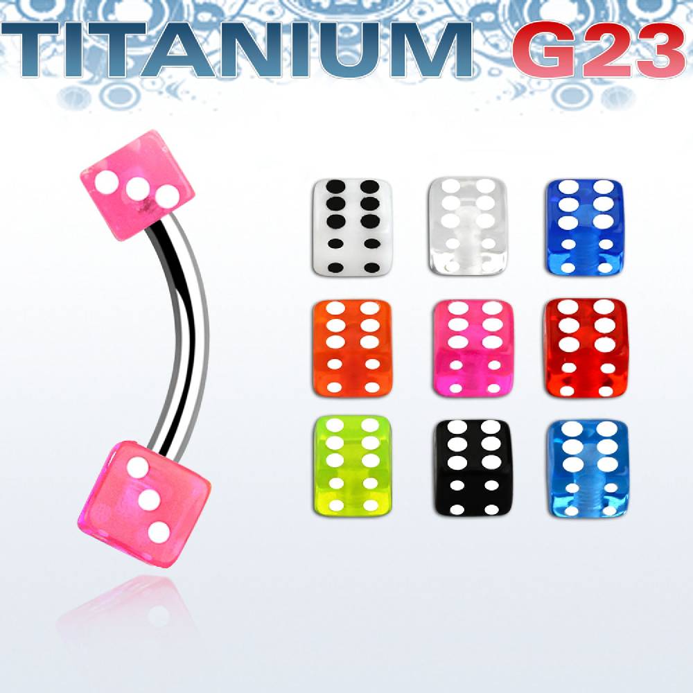 Lau Fashion Titan Bauchnabel Piercing Acryl UV Optik Transparent 1,6x12mm Würfel Ø 4 X 8mm