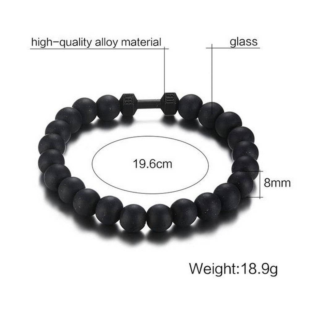 Lau Fashion Unisex Perlen Armband Glas Matt Schwarz Verschiedene Kugeln 20cm