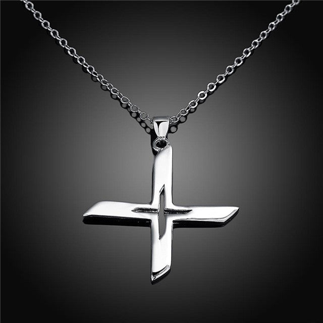 Lau Fashion Unisex Silber Ninja Stern Massive Halskette X Man Anhänger Ø 30mm