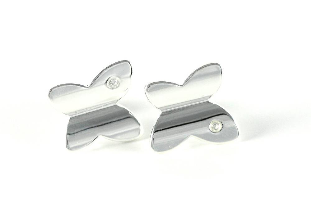 Lau Fashion Versilberte Schmetterlinge Damen Ohrstecker Zirkonia Libelle Ohrringe Ø 17mm