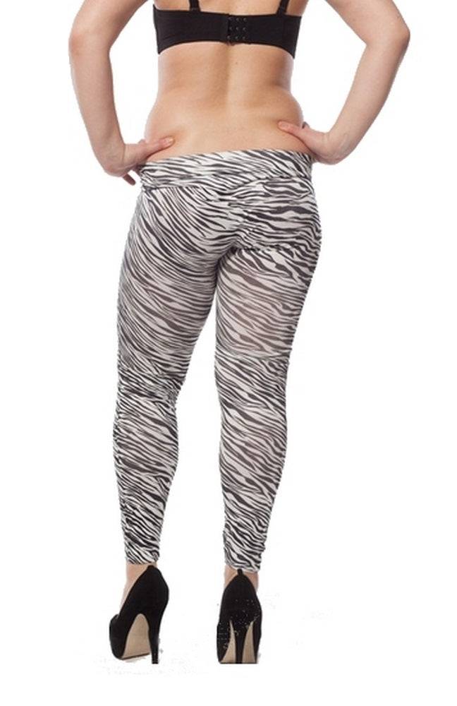 Lau Fashion Zebra Stretch Leggings Hose Schwarz Treggings Jeggings Jeans L/XL