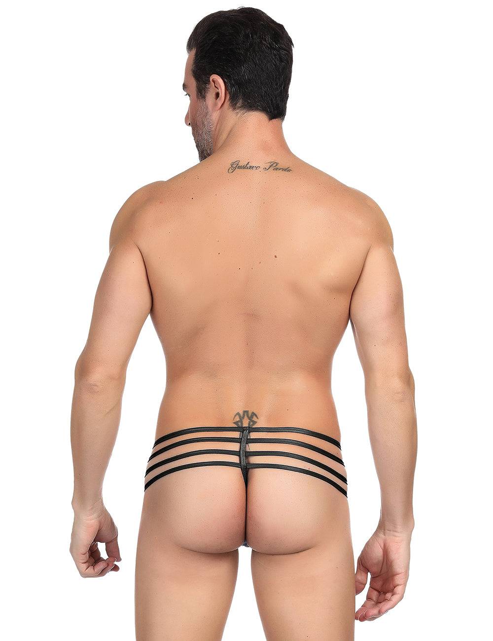 Lau Fashion Zipper String Herren Riemen Tanga Slip Wetlook Männer Unterwäsche M/L - MP068-1