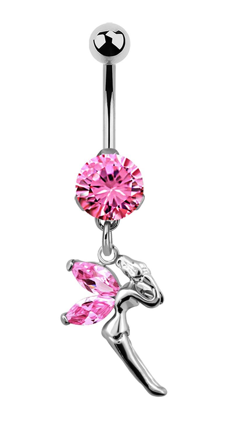 Lau Fashion Zirkonia Fee Bauchnabel Piercing Silber Kristalle 1,6x10mm Stein Ø 8mm