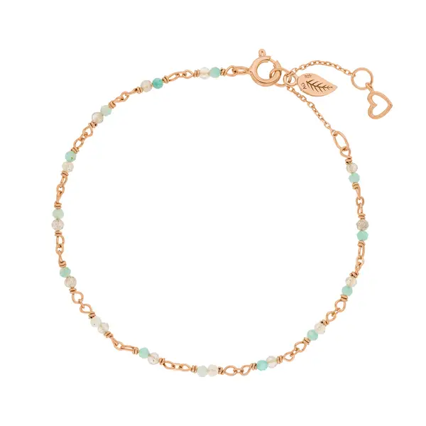 Leaf Jewelry Armkette Amazonit, 18 K Rosegold vergoldet