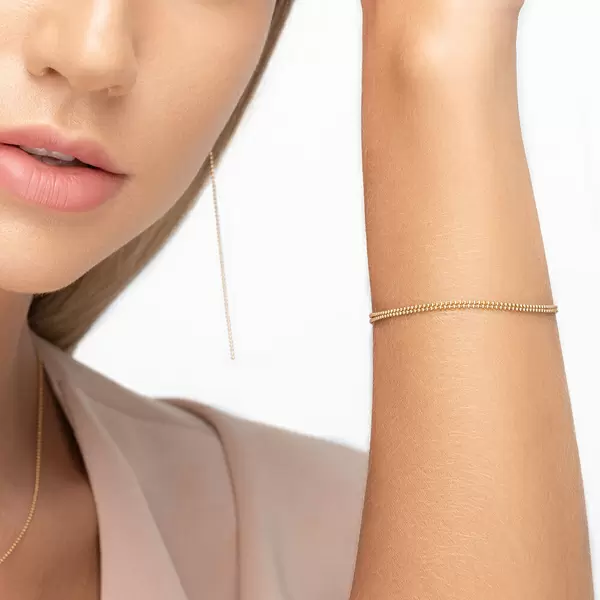 Leaf Jewelry Armkette Ball Chain Double, 14 K Gelbgold