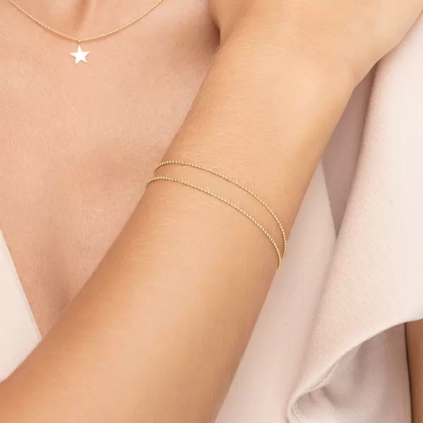 Leaf Jewelry Armkette Ball Chain Double, 14 K Gelbgold